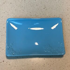 Hall USA China Blue Rectangular Floral Dish Suishi Powder Blue